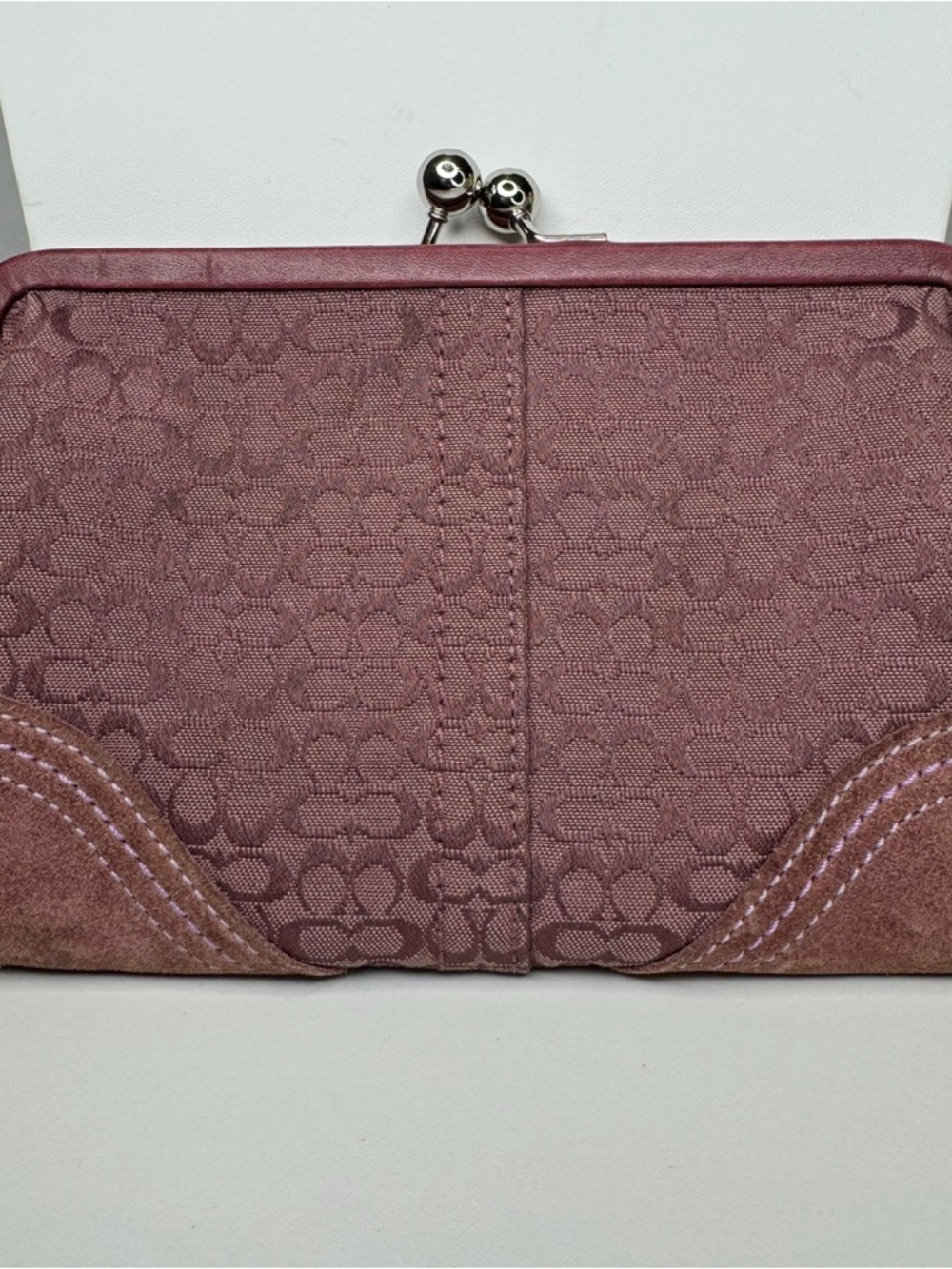 Coach Purple Signature Kisslock Wristlet Pouch Y2K Coin Purse  Bag - Picture 4 of 16